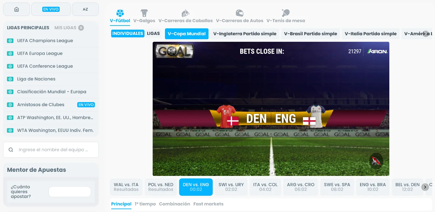 Apuestas en deportes virtuales en Cazimbo Casino