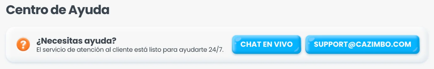 Servicio de atención al cliente y soporte de Cazimbo Casino